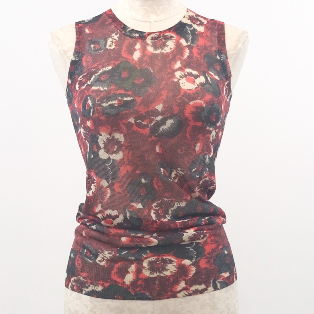 Vera Wang XS Sheer Retro Floral Sexy Tank Top
